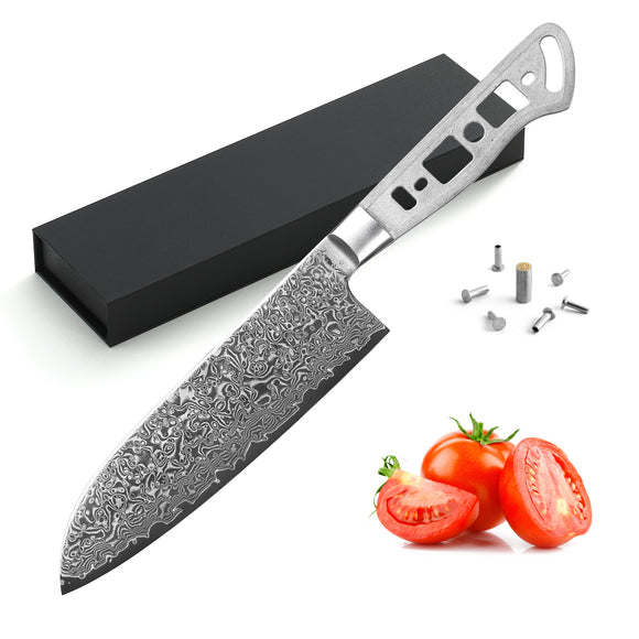 [2025 NEW] AUS-10 Damascus 7-in Santoku Blank [Logo or No Logo]