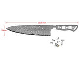 [NEW] AUS-10 Damascus 8.25-in Gyuto Chef Knife Blank, Ultra Wide Blade 55mm + Honing Steel [No Logo]