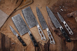 AUS-10 Damascus 7-Piece Knife Blank Set [Logo or No Logo] - KATSURA Cutlery