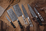 AUS-10 Damascus 8-Piece Knife Blank Set [No Logo] - KATSURA Cutlery