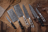 AUS-10 Damascus 8-in Gyuto Chef Knife Blank + Honing Steel [No Logo]