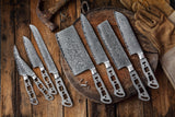 AUS-10 Damascus 8-Piece Knife Blank Set [No Logo] - KATSURA Cutlery
