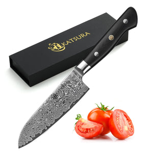 AUS-10 Damascus 5-in Small Santoku - KATSURA Cutlery