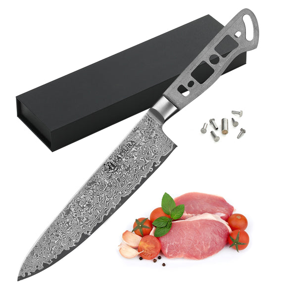 AUS-10 Damascus 8-in Gyuto Chef Knife Blank [Logo or No Logo] - KATSURA Cutlery