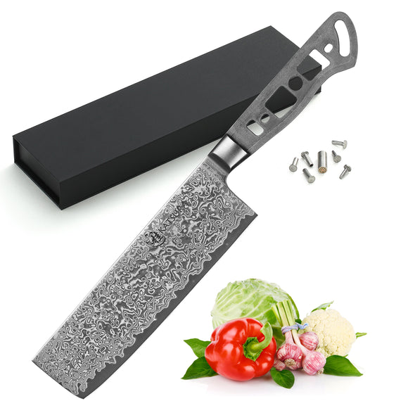 Kitchen Knife Set - Nakiri Chef Santoku Paring and Bread Knife - Damascus -  Unfinished Kit - 5 Piece