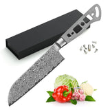 AUS-10 Damascus 7-in Santoku Blank [Logo or No Logo] - KATSURA Cutlery