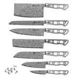 AUS-10 Damascus 7-Piece Knife Blank Set [Logo or No Logo] - KATSURA Cutlery