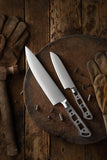 [2022 NEW] AUS-10 3 Layers Forged 8-in Gyuto Chef Knife & 5-in small Santoku Knife Blank Set + Honing Steel [NO LOGO]