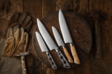 [2022 NEW] AUS-10 3 Layers Forged 8-in Gyuto Chef Knife & 5-in small Santoku Knife Blank Set + Honing Steel [NO LOGO]