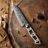 [2022 NEW] AUS-10V Damascus 5.25-in Santoku Chef Knife Blank Blade, Storm-V Series, Ultra wide Blade 40mm [No Logo]