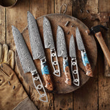 [2022 NEW] AUS-10V Damascus 5.25-in Santoku Chef Knife Blank Blade, Storm-V Series, Ultra wide Blade 40mm [No Logo]