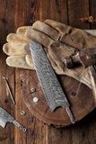 AUS-10 Damascus 8-in Kiritsuke Chef Knife Blank Blade, 50mm Wide Blade, Classic Ebony Wa Style Series [No Logo] - KATSURA Cutlery
