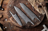 AUS-10 Damascus 8-in Kiritsuke Chef Knife Blank Blade, 50mm Wide Blade, Classic Ebony Wa Style Series [No Logo] - KATSURA Cutlery