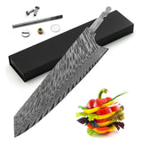 AUS-10 Damascus 8-in Kiritsuke Chef Knife Blank Blade, 50mm Wide Blade, Classic Ebony Wa Style Series [No Logo]