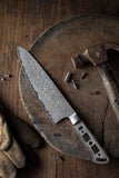 [NEW] AUS-10 Damascus 8.25-in Gyuto Chef Knife Blank, Ultra Wide Blade 55mm + Honing Steel [No Logo]