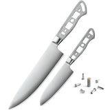 [2022 NEW] AUS-10 3 Layers Forged 8-in Gyuto Chef Knife & 5-in small Santoku Knife Blank Set + Honing Steel [NO LOGO]